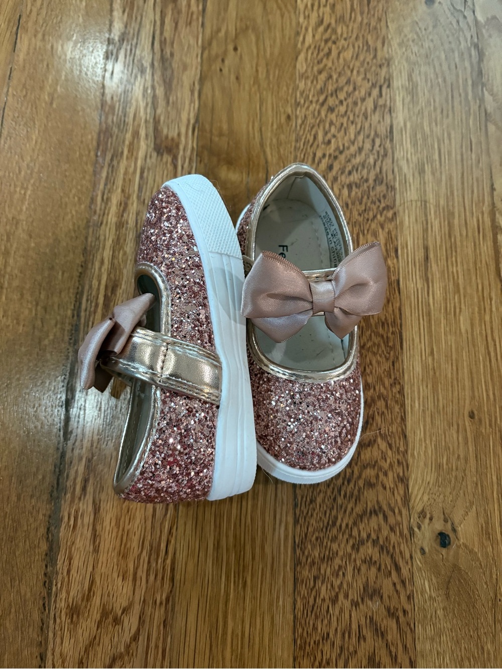 Kids Sparkle Bow Mary Jane Shoes - Rose Gold